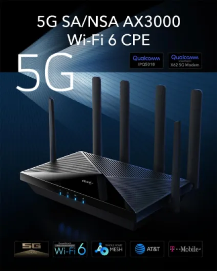 Routeur Interne P5 5G NR SA NSA WiFi 6, AX3000 Dual SIM 5G, Qualcomm IPQ5018, SDX62, 4 x 4 MIMO, antennes Amovibles, Verrouillage de Bande, VPN, Zerotier, Cloudflare