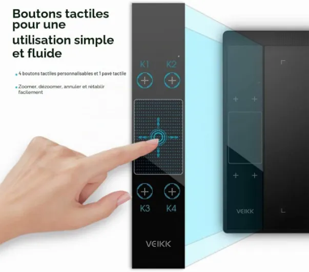 Tablette Graphique VEIKK A30V2 : Tablette Graphique 10 x 6 Pouces avec Stylet à 8192 Niveaux de Pression — Tablette de Dessin Dotée de 4 Douches Sensitives et d'un Pavé Gestuel 10inch-A30