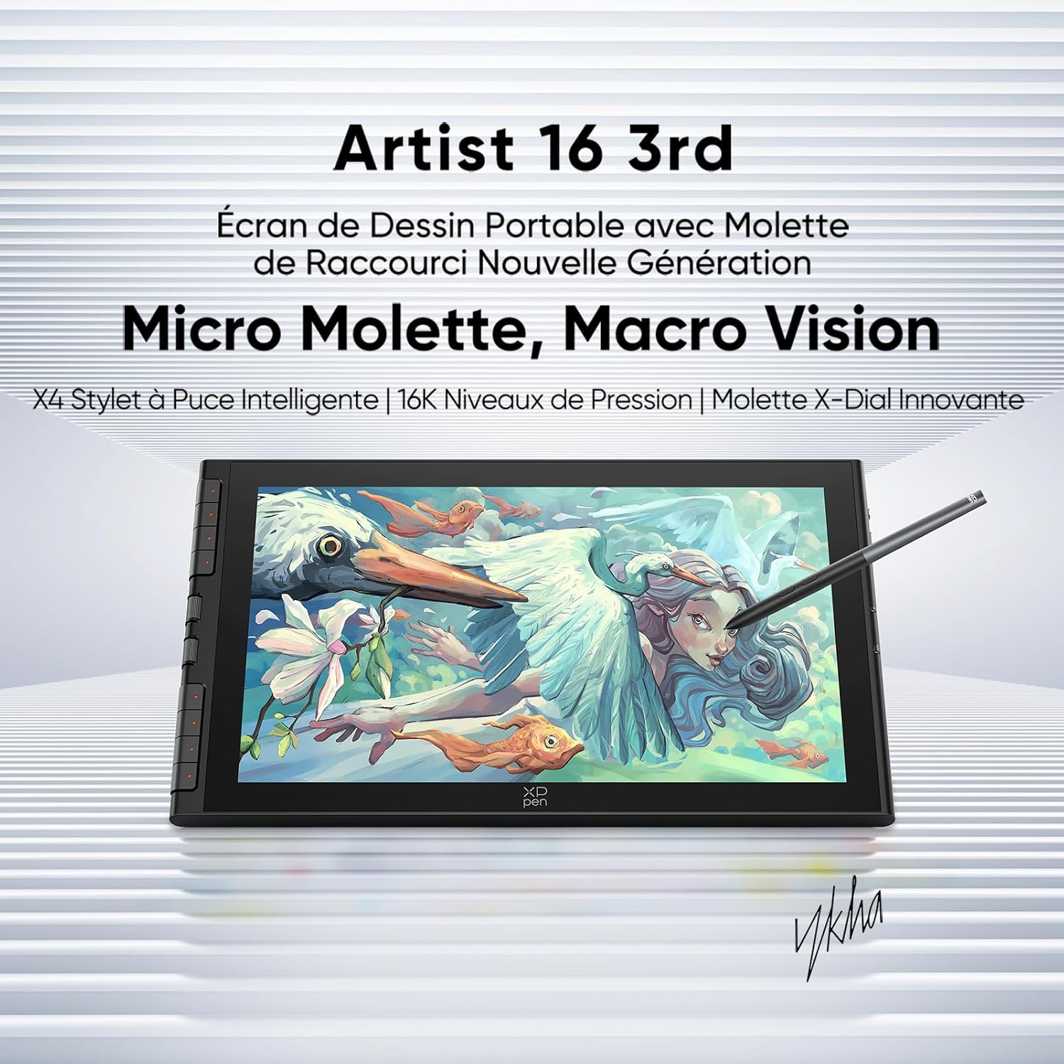 Artist 16 3rd (Édition 2026) Tablette Graphique Dessin avec Écran 15,4 Pouces, Stylet X4 Précis, Deux Molettes X-Dial, 8 Boutons de Raccourci, Support Pliable Fourni, pour Les Créatifs Nomades