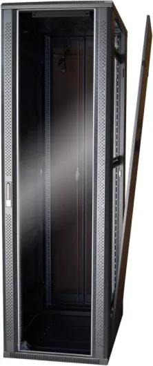 37445M Baie Serveur 42U 600X900, Brassage Informatique 19 Pouces, Porte Avant vitrée à Serrure et Double Porte Arrière Saloon nids d’Abeille – Noir, Livrée montée sur Palette 42U - 600x900