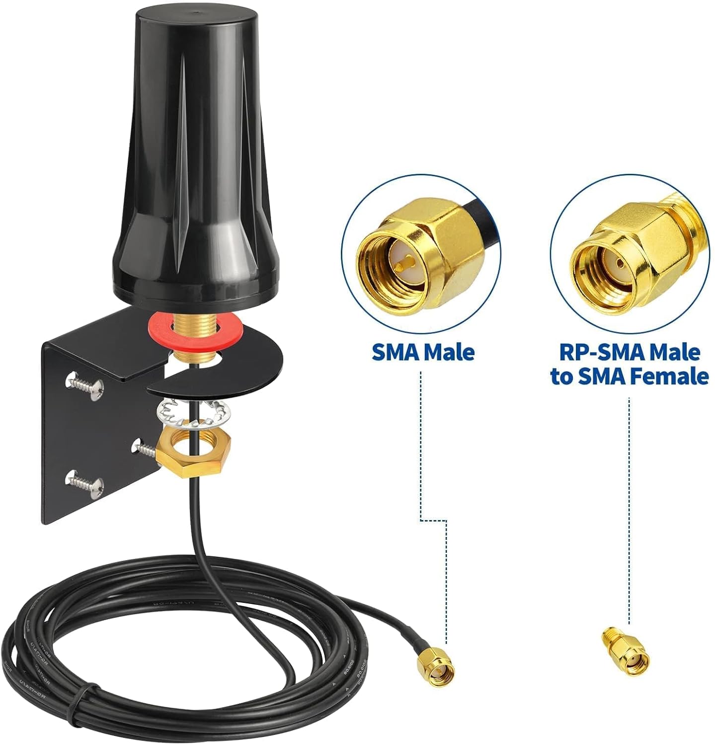 Antenne 4G LTE 3G GSM Extérieur SMA Mâle 5dBi MIMO Étanche Câble 3 m - Fixation Murale, Omnidirectionnelle, pour Routeur 4G, Box SIM, Modem, Caméra Chasse, Amplificateur, Moniteur d'énergie​ sma antenne