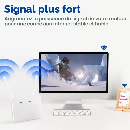 Antenne 4G LTE 3G GSM SMA Mâle 6 dBi MIMO Omnidirectionnelle - pour TP-Link TL-MR105 Huawei B525 B535 B310 B311 B315 B593 B818 E5186 Mercusys, Routeur CPE, Box SIM, Modem, Caméra blanc