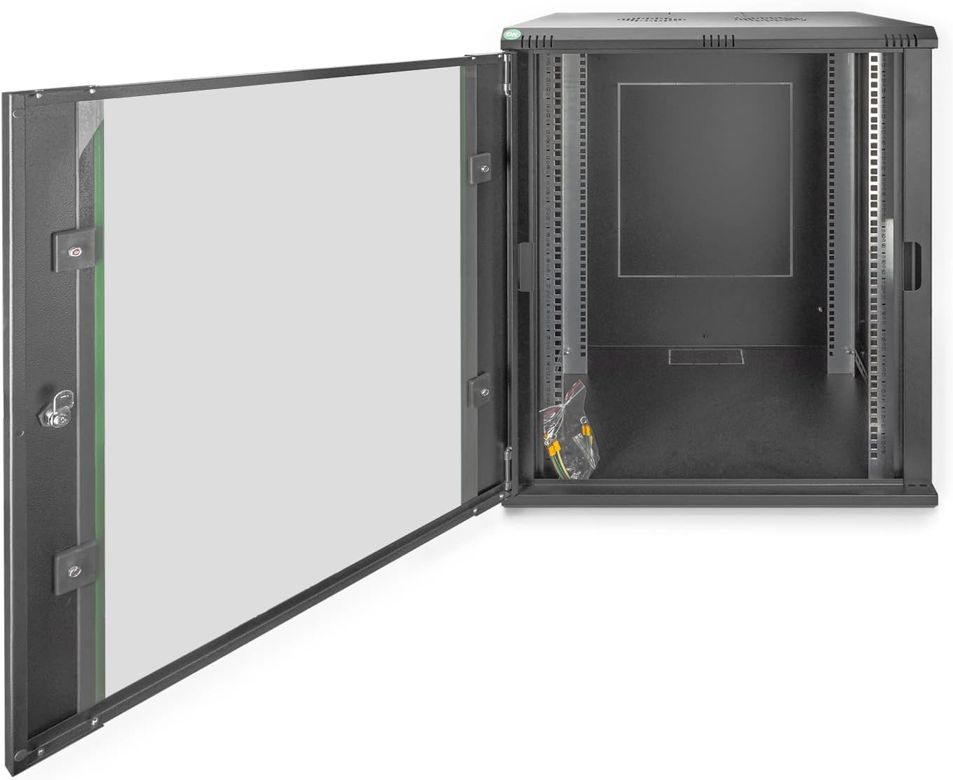 Dynamic Basic DN-19 16U-6/6-EC-Sw - Schrank Netzwerkschrank - Geeignet F?r Wandmontage - Schwarz, Ral 9005 - 16u - 48.3 Cm (19") - Profondeur utile 470 mm – Montage mural – Capacité de charge 60 kg – Porte en verre de sécurité – Noir Noir - 600 mm