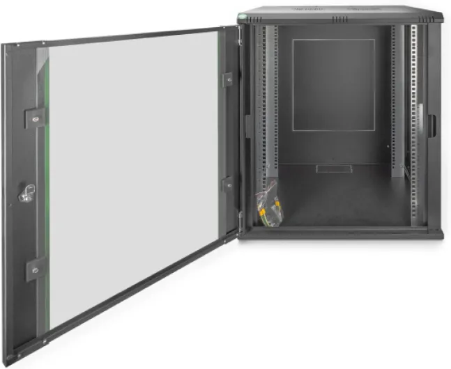 Dynamic Basic DN-19 16U-6/6-EC-Sw - Schrank Netzwerkschrank - Geeignet F?r Wandmontage - Schwarz, Ral 9005 - 16u - 48.3 Cm (19") - Profondeur utile 470 mm – Montage mural – Capacité de charge 60 kg – Porte en verre de sécurité – Noir Noir - 600 mm