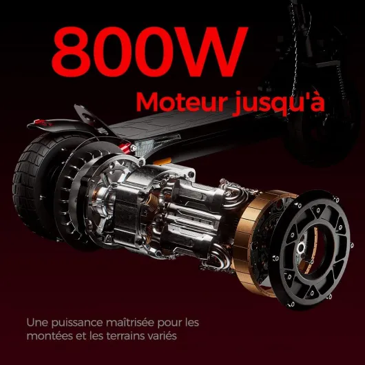 IScooter Trottinette Électrique Tout Terrain 800W,Batterie 48V 15,6Ah,Jusqu'à 50 km d'Autonomie,Pneus Tubeless Off-Road 10",Double Suspension,Clignotants,Application Bluetooth,Charge Max 150 kg