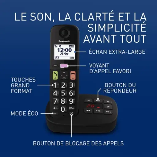 Test Panasonic KX-TGU133EXB : un téléphone sans fil pensé pour les parents et les grands-parents