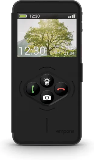 SMART.7lite Smartphone Senior débloqué, Android 15 avec Bouton d'urgence, écran Tactile 5,45", NFC, capteur d’Empreintes, Compatible appareils auditifs, Grand écran, Utilisation Facile, Noir